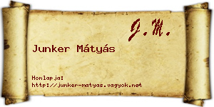 Junker Mátyás névjegykártya